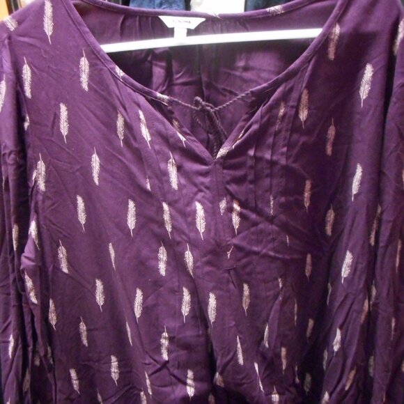 Sonoma Tops - SONOMA - women's top, slight V neck, drawstring on neckline, purple feather fabr